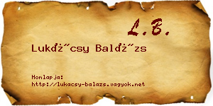 Lukácsy Balázs névjegykártya